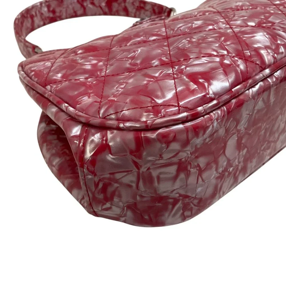 Chanel Pink Patent Leather Holographic Matelasse Satchel